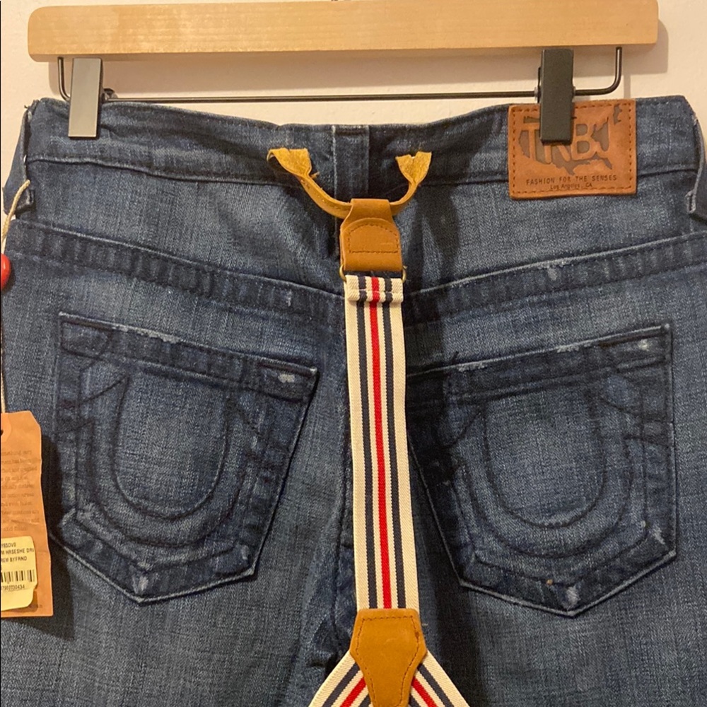 True Religion Blue woman's Jeans with Suspenders - Picture 3 of 8